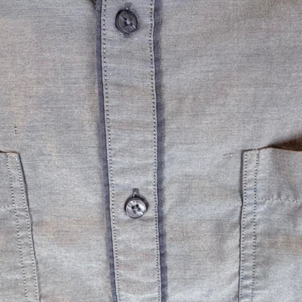 Perry Ellis Portfolio Mens Slim Fit Colorblock Button Down Shirt Grey Blue M - Picture 4 of 7